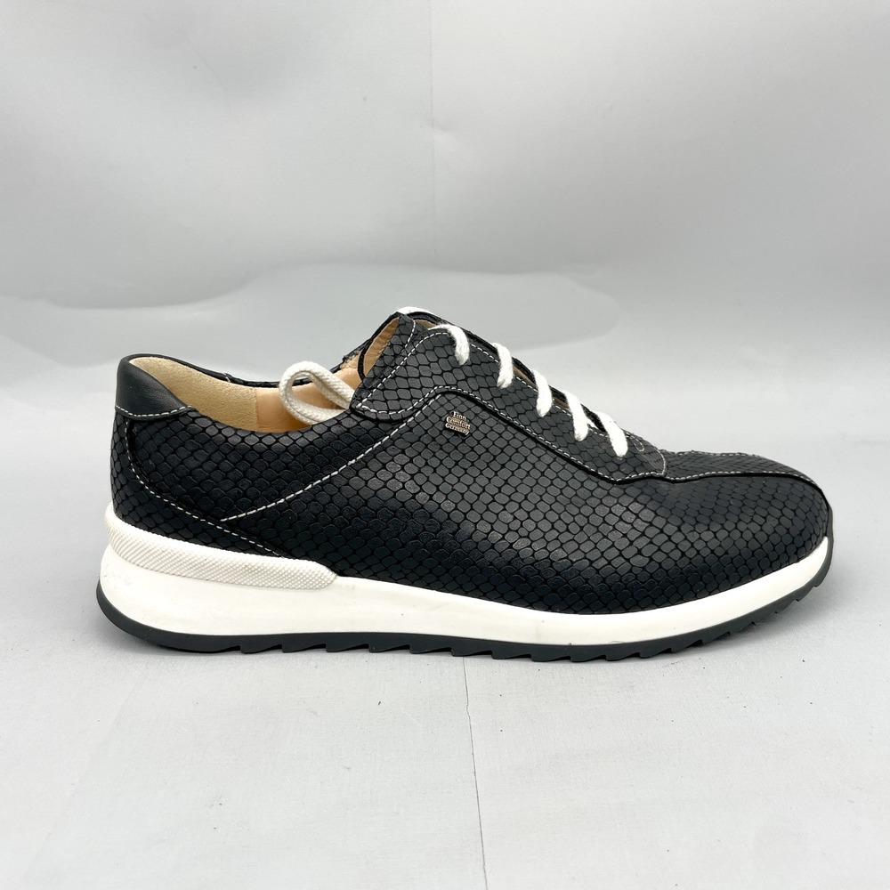 Finn Comfort Womens 6/ 8.5 Sarnia Sneakers Shoes Black Snakeskin Leather Travel